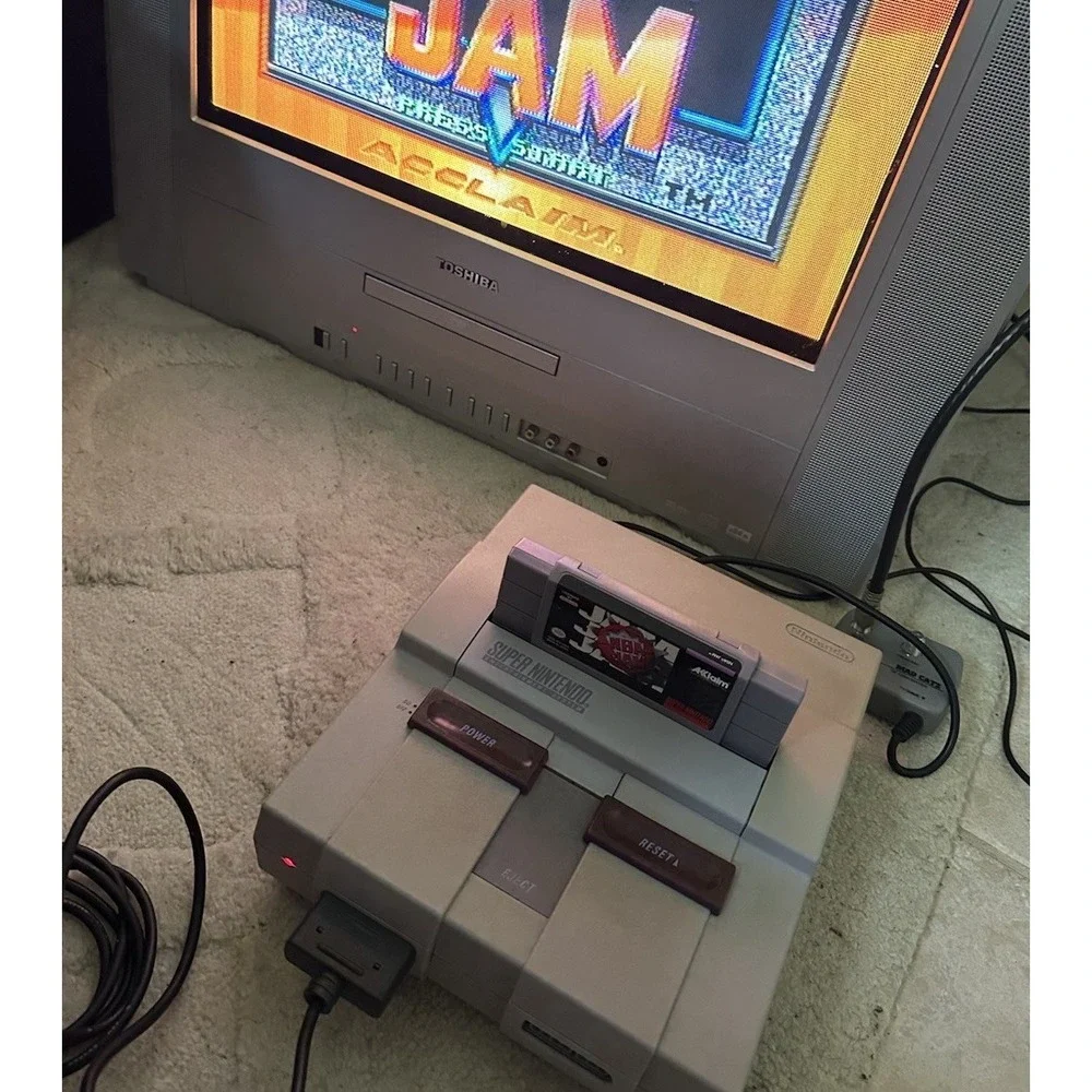 Super Nintendo Entertainment System SNES Console w/ Controller & NBA JAM